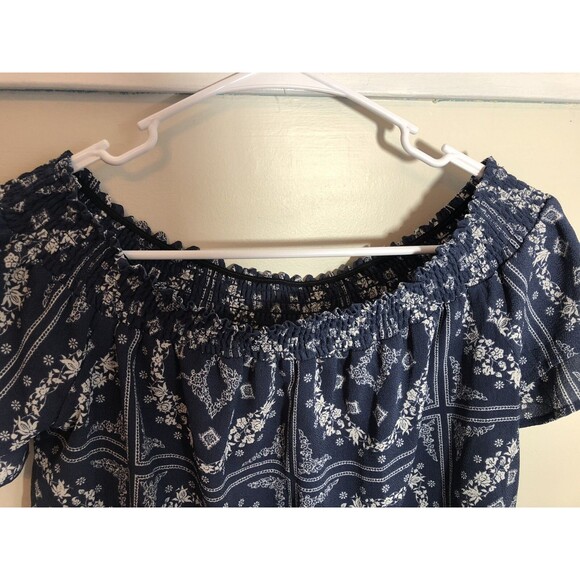 Rewind Women's Top Off The Shoulder Blue Size Small - Picture 2 of 4